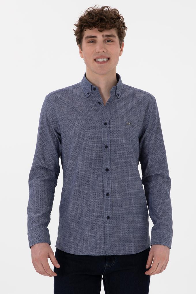 Erkek Lacivert Uzun Kollu Gömlek