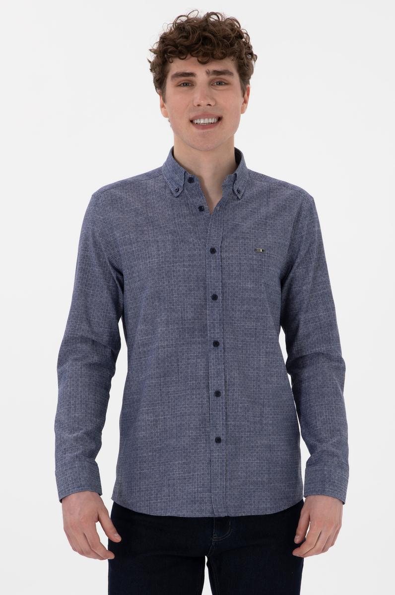 Erkek Lacivert Uzun Kollu Gömlek