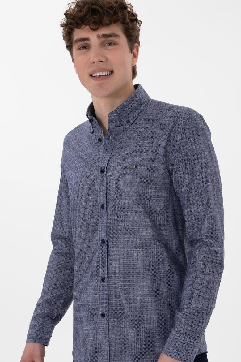 Erkek Lacivert Uzun Kollu Gömlek - 50300538014