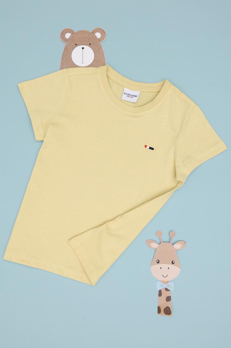 Erkek Çocuk Açık Haki Basic Bisiklet Yaka Tişört