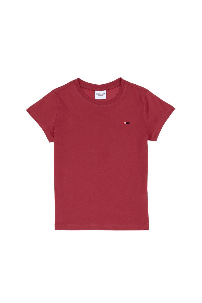 Erkek Çocuk Vişne Basic Bisiklet Yaka Tişört