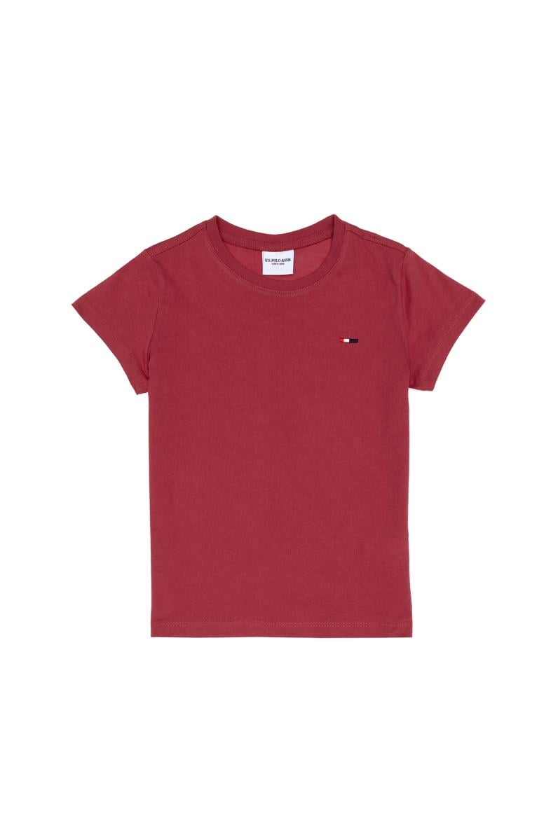 Erkek Çocuk Vişne Basic Bisiklet Yaka Tişört