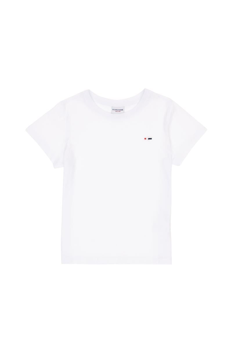 Erkek Çocuk Beyaz Basic Bisiklet Yaka Tişört