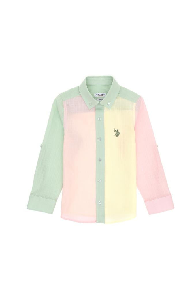 Erkek Çocuk Su Yeşili Uzun Kollu Gömlek