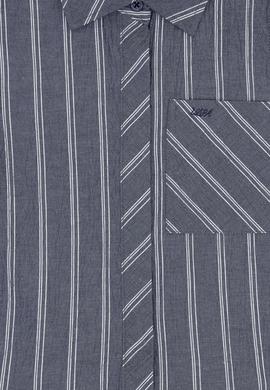 Kız Çocuk Lacivert Polo Yaka Kolsuz Çizgili Dokuma Elbise - 50306587001