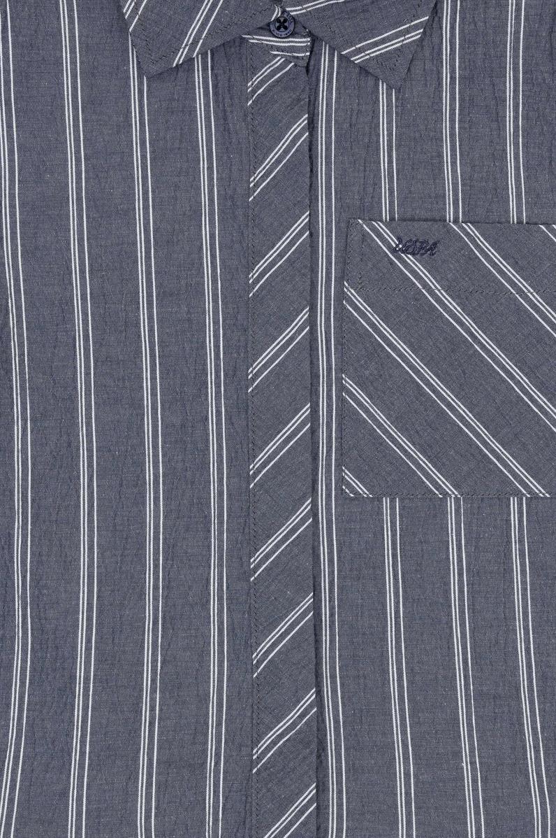 Kız Çocuk Lacivert Polo Yaka Kolsuz Çizgili Dokuma Elbise