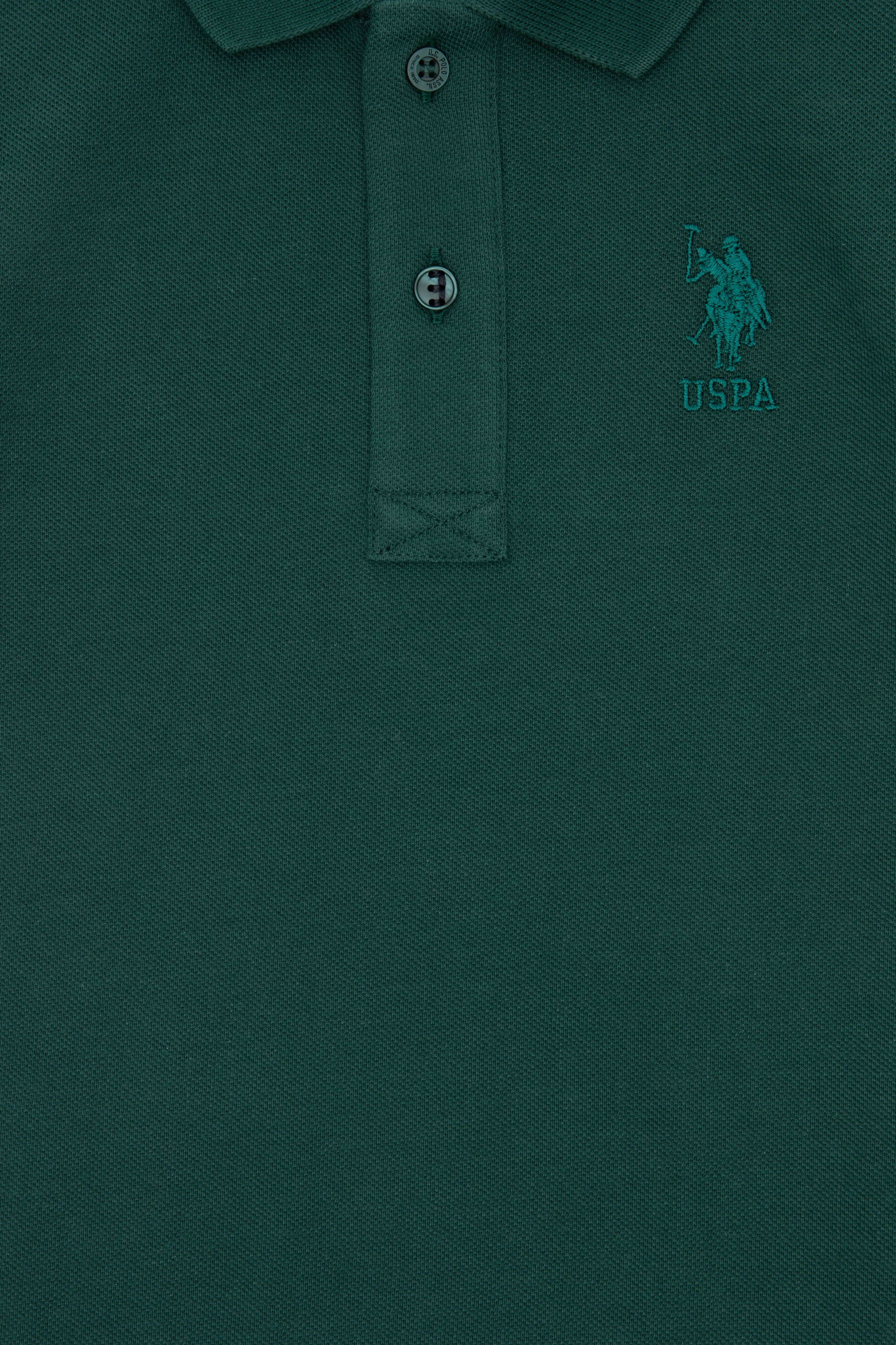 Erkek Çocuk Koyu Yeşil Basic Polo Yaka Tişört
