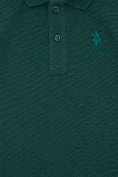 Erkek Çocuk Koyu Yeşil Basic Polo Yaka Tişört