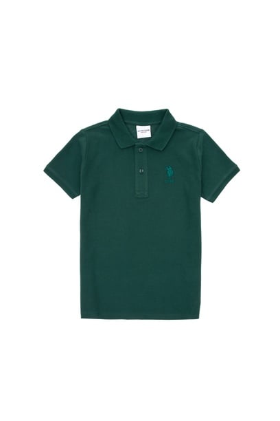 Erkek Çocuk Koyu Yeşil Basic Polo Yaka Tişört