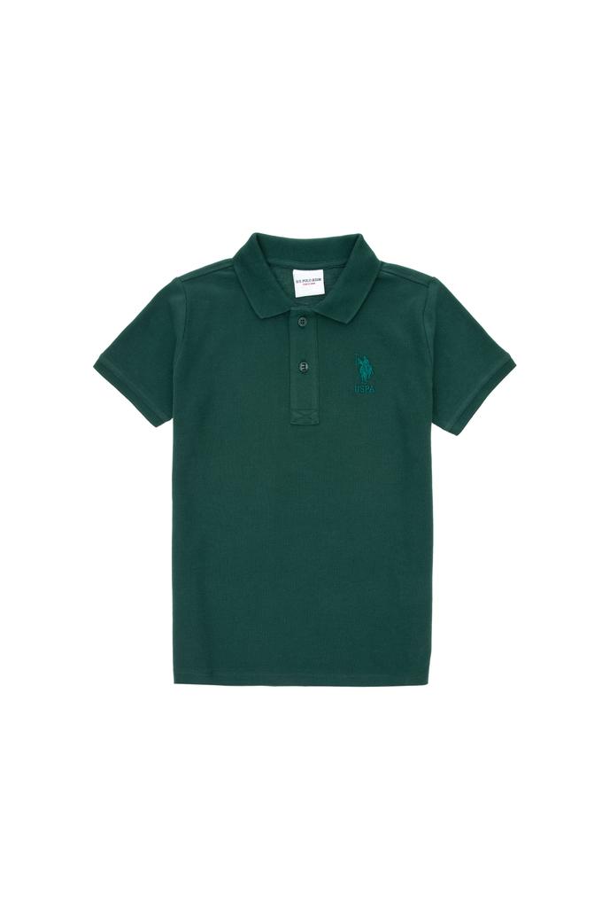 Erkek Çocuk Koyu Yeşil Basic Polo Yaka Tişört