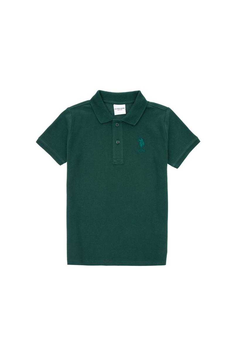 Erkek Çocuk Koyu Yeşil Basic Polo Yaka Tişört