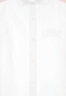 Kız Çocuk Beyaz Büzgü Detaylı Pamuk Kısa Kollu Gömlek - 50305572011