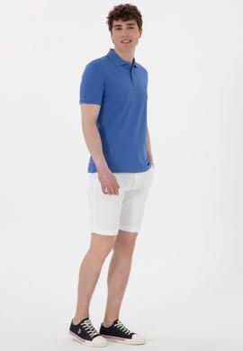 Erkek Slim Fit Polo Yaka İndigo Basic Tişört - 50297984104