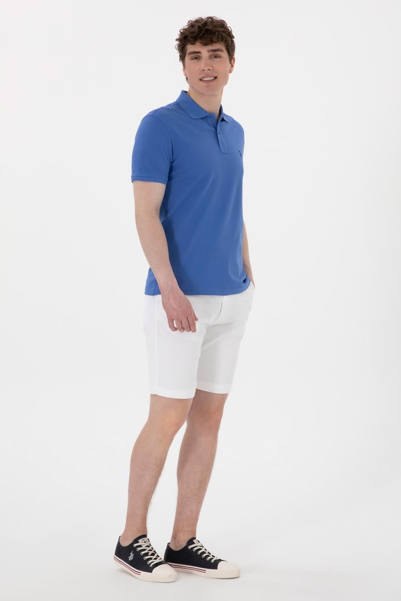 Erkek Slim Fit Polo Yaka İndigo Basic Tişört - 50297984104