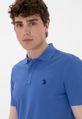 Erkek Slim Fit Polo Yaka İndigo Basic Tişört - 50297984104
