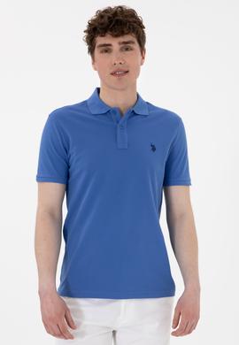 Erkek Slim Fit Polo Yaka İndigo Basic Tişört - 50297984104