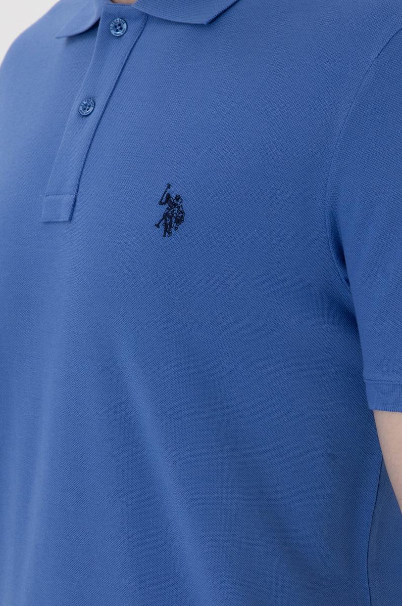 Erkek Slim Fit Polo Yaka İndigo Basic Tişört