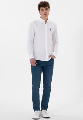 Erkek Beyaz Uzun Kollu Basic Gömlek - 50298021065