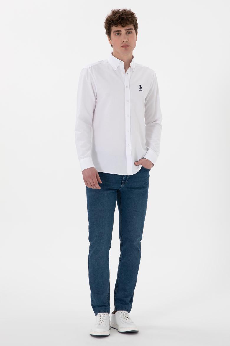 Erkek Beyaz Uzun Kollu Basic Gömlek - 50298021065