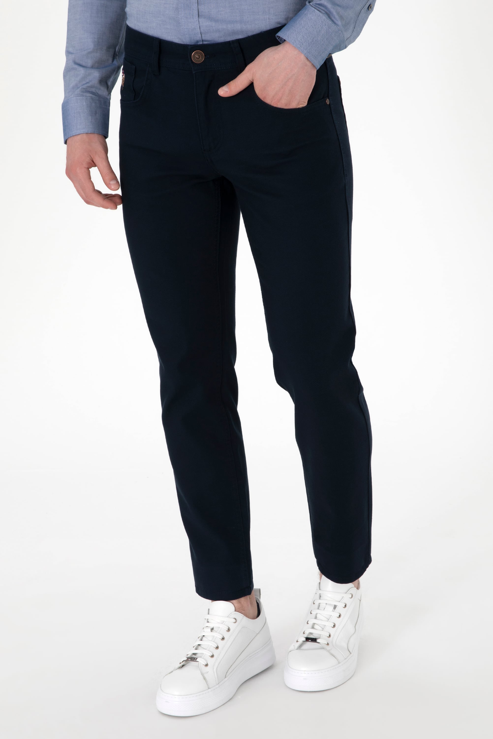 Erkek Slim Fit Lacivert Kanvas / Chino Pantolon