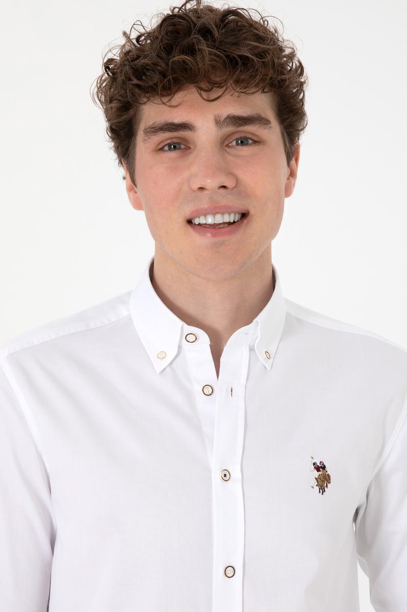 Erkek Beyaz Uzun Kollu Basic Gömlek