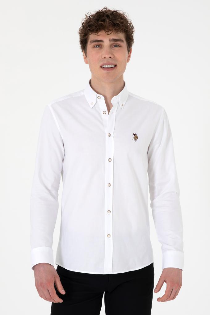 Erkek Beyaz Uzun Kollu Basic Gömlek