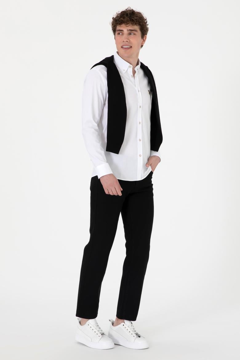 Erkek Beyaz Uzun Kollu Basic Gömlek - 50293847014