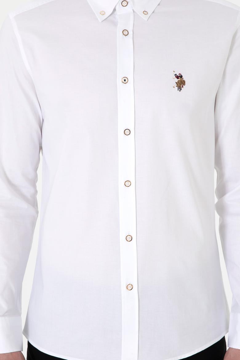 Erkek Beyaz Uzun Kollu Basic Gömlek - 50293847014