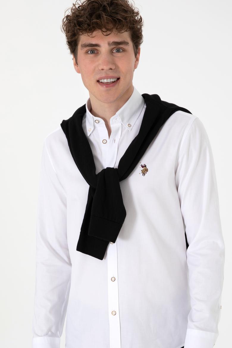 Erkek Beyaz Uzun Kollu Basic Gömlek - 50293847014