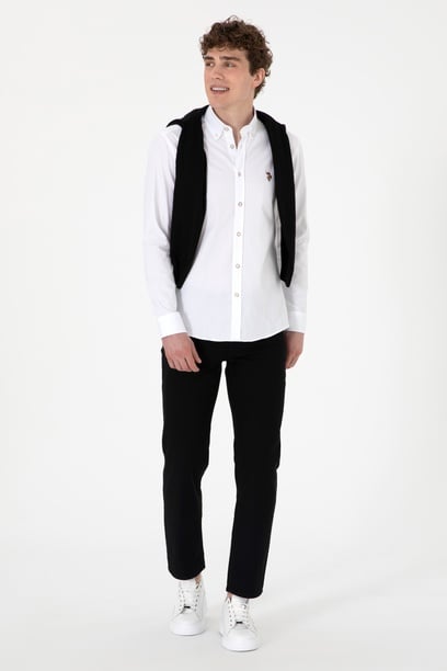 Erkek Regular Fit Siyah Kanvas / Chino Pantolon