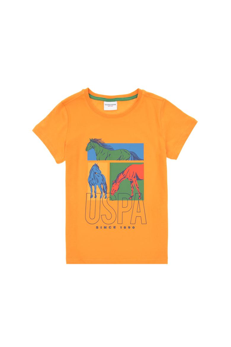 Erkek Çocuk Turuncu Bisiklet Yaka Tişört