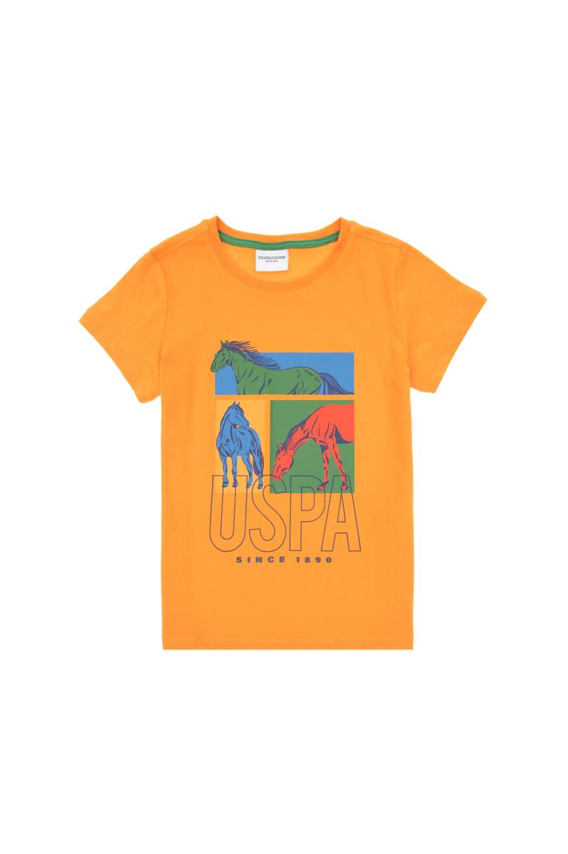 Erkek Çocuk Turuncu Bisiklet Yaka Tişört