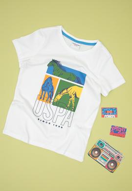 Erkek Çocuk Beyaz Bisiklet Yaka Tişört - 50299911010