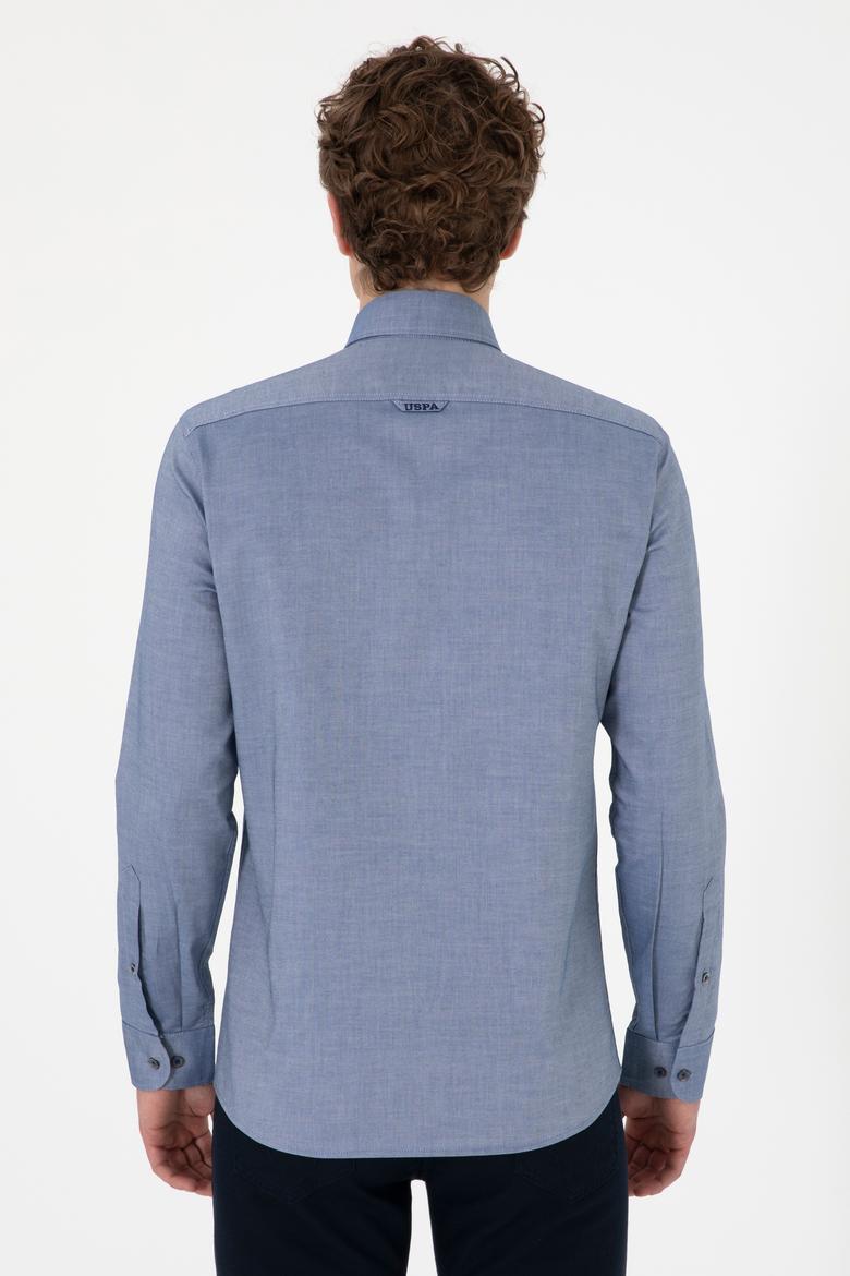 Erkek İndigo Uzun Kollu Basic Gömlek - 50293847062