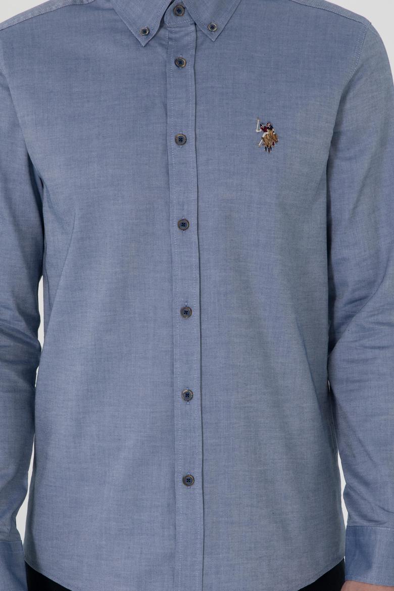 Erkek İndigo Uzun Kollu Basic Gömlek - 50293847062