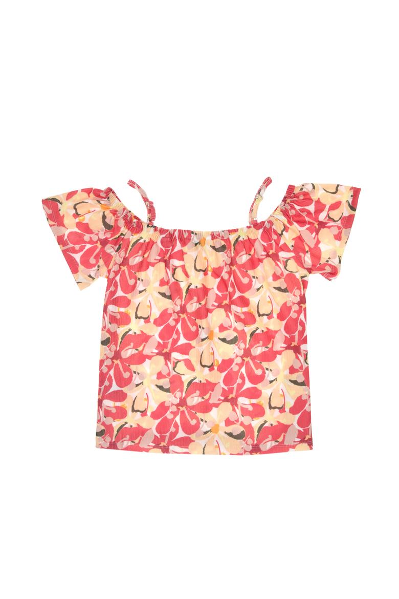 Kız Çocuk Turuncu Askı Detaylı Tişört - 50300158025