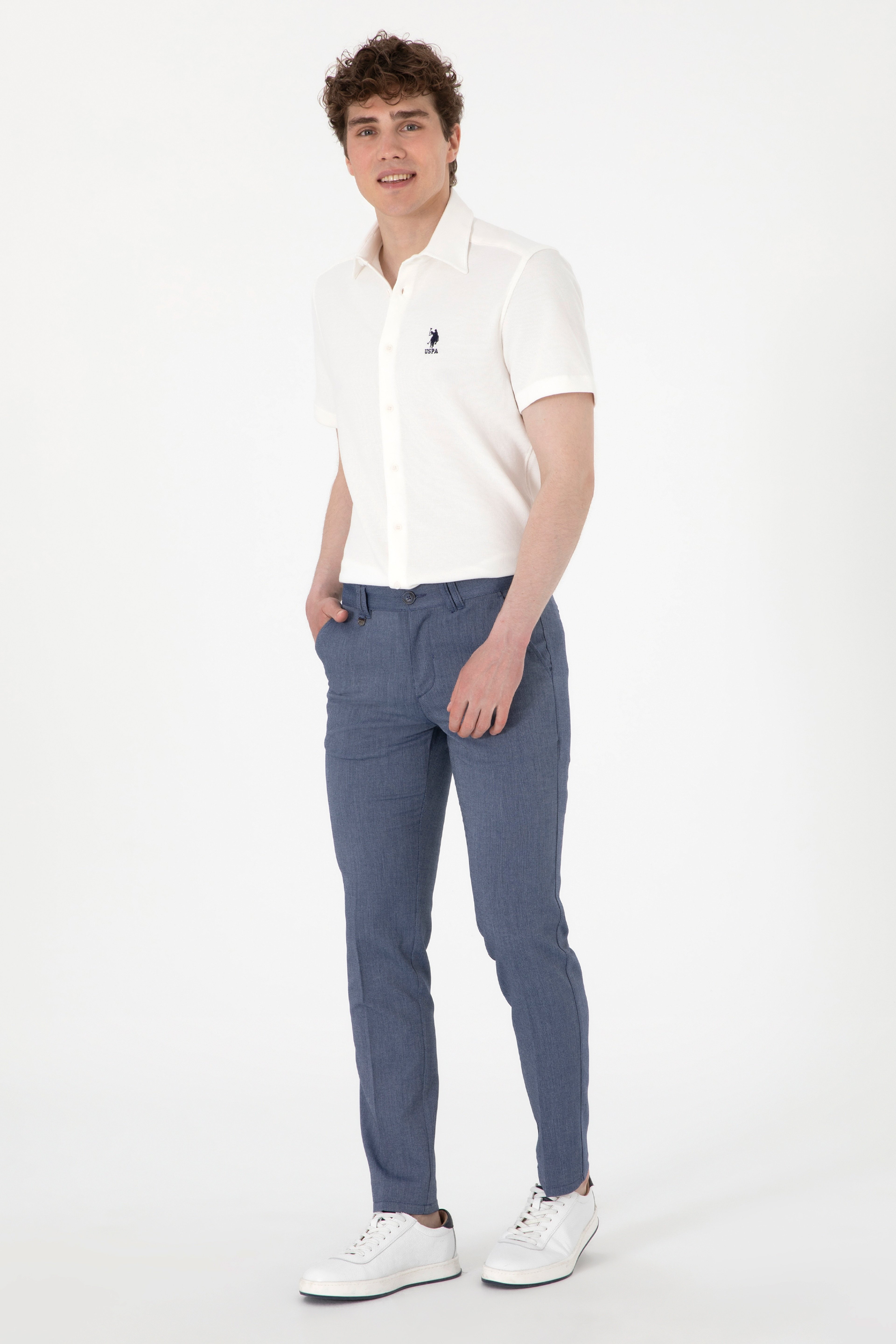 Erkek Slim Fit Lacivert Kanvas Pantolon - Image 3