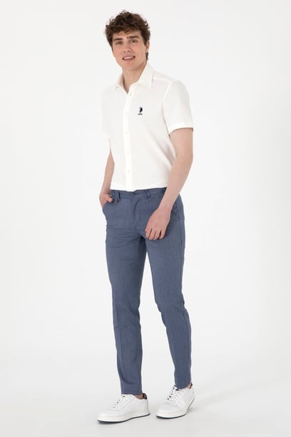 Erkek Slim Fit Lacivert Kanvas Pantolon