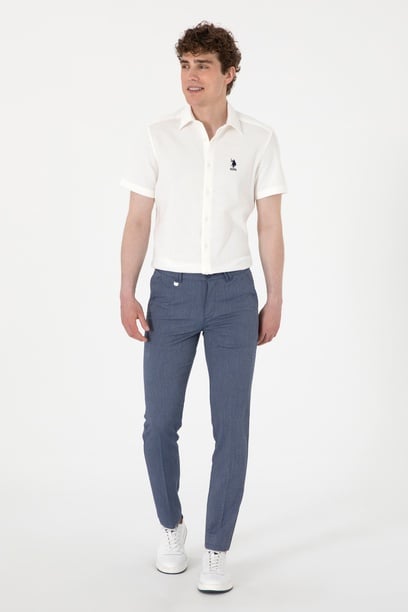 Erkek Slim Fit Lacivert Kanvas Pantolon