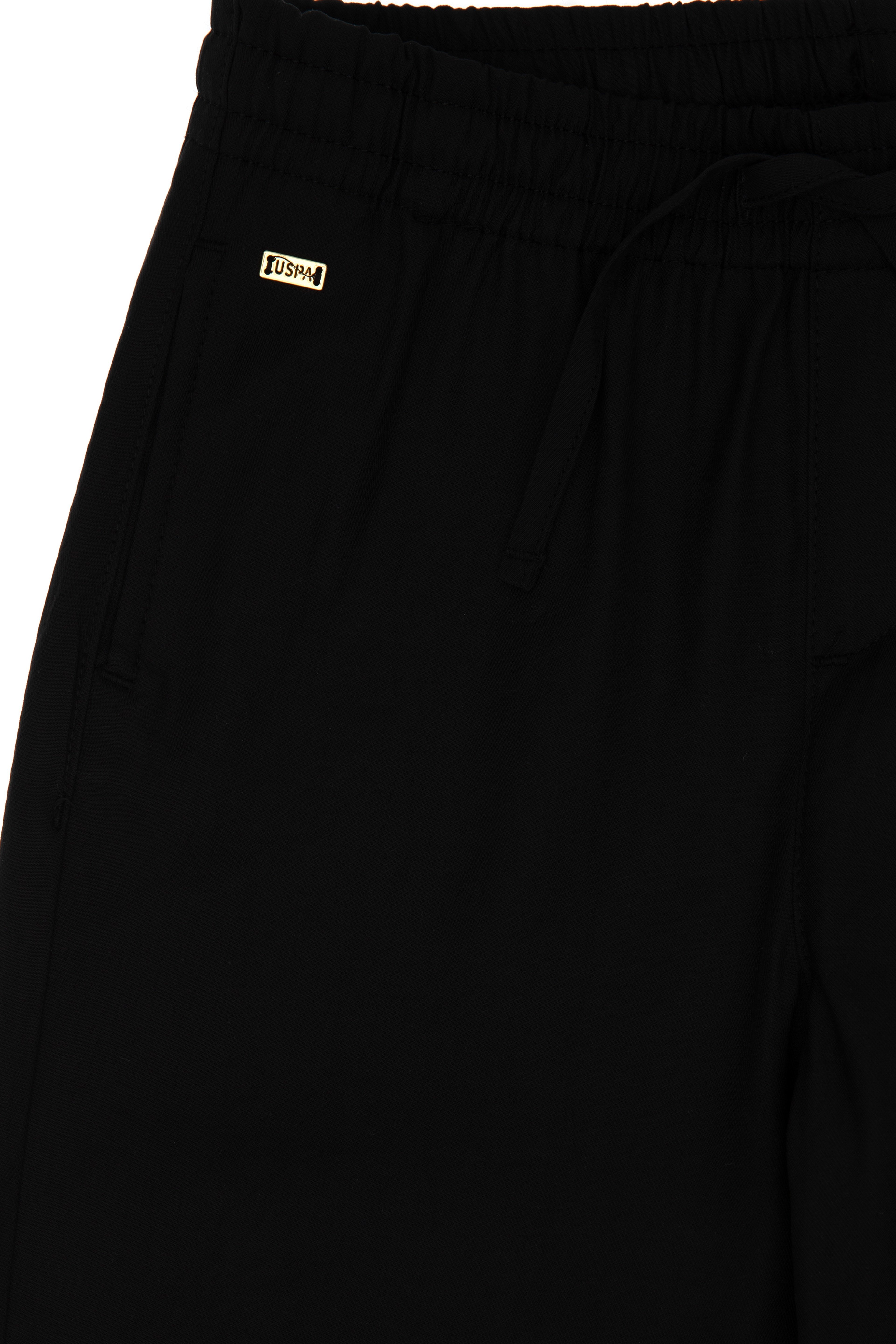 Kız Çocuk Siyah Loose Fit  Modal Karışımlı Kanvas Pantolon