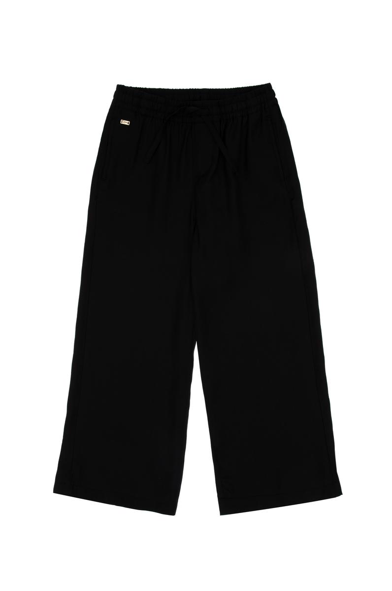 Kız Çocuk Siyah Loose Fit  Modal Karışımlı Kanvas Pantolon