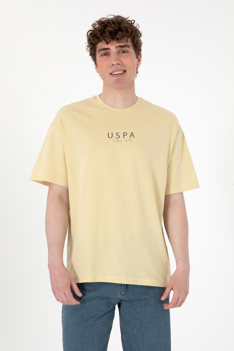 Erkek Oversize Fit Bisiklet Yaka Açık Haki Tişört