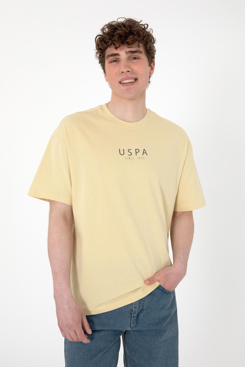 Erkek Oversize Fit Bisiklet Yaka Açık Haki Tişört - 50299543006