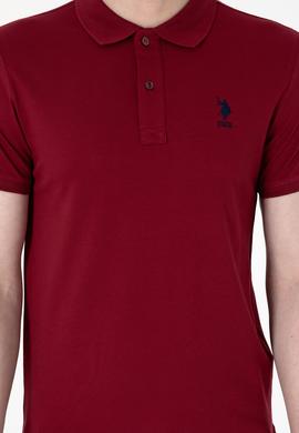 Erkek Slim Fit Polo Yaka Bordo Basic Tişört - 50298011157