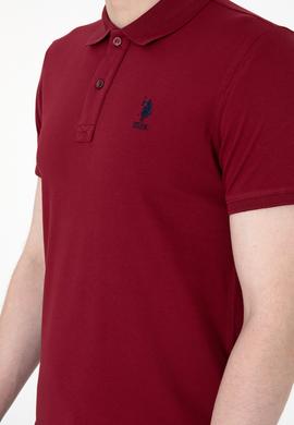 Erkek Slim Fit Polo Yaka Bordo Basic Tişört - 50298011157