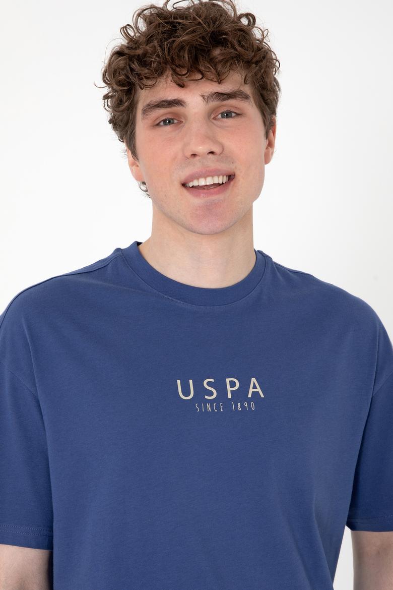 Erkek Oversize Fit Bisiklet Yaka Açık Lacivert Tişört - 50299543016