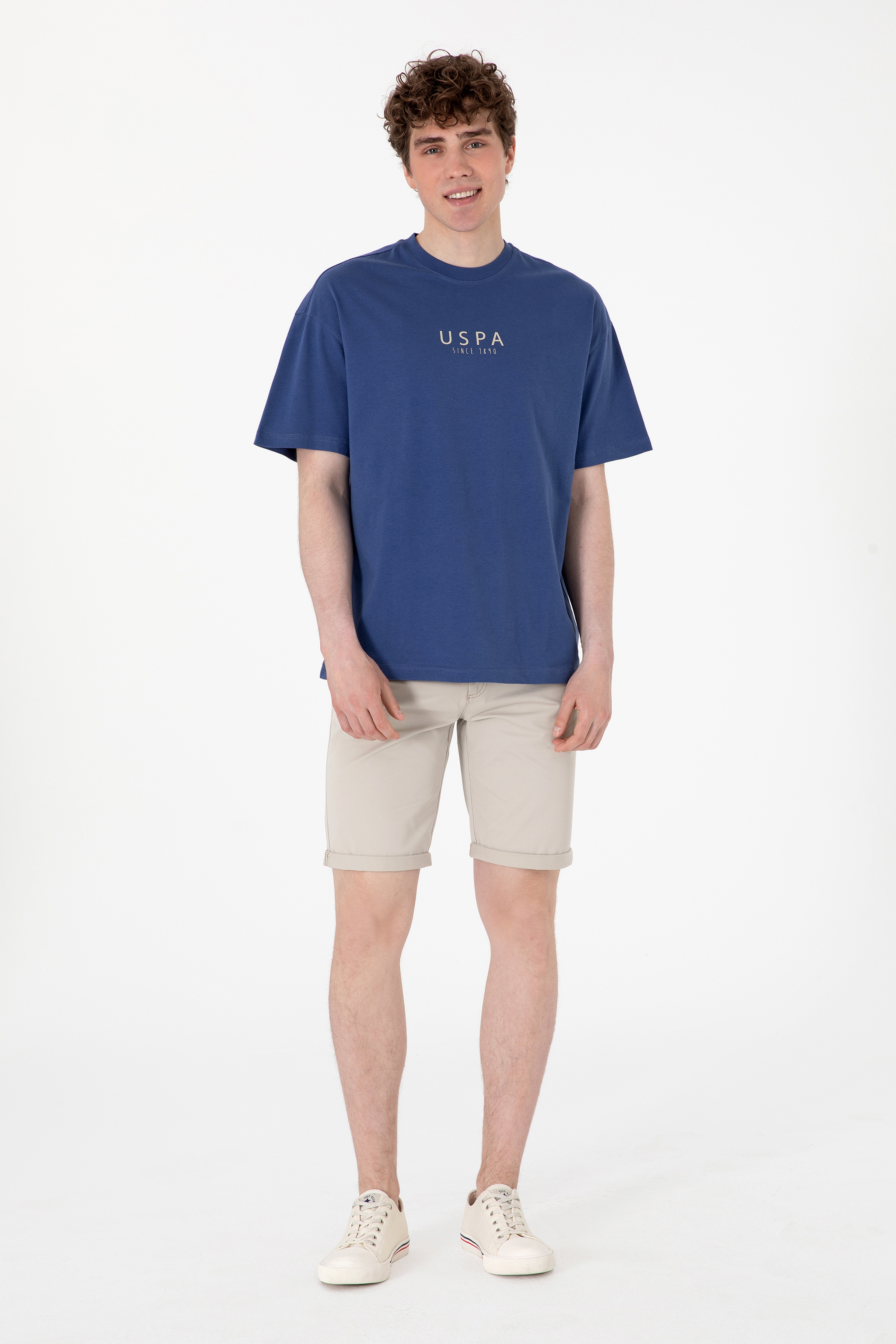 Erkek Oversize Fit Bisiklet Yaka Açık Lacivert Tişört - Image 4