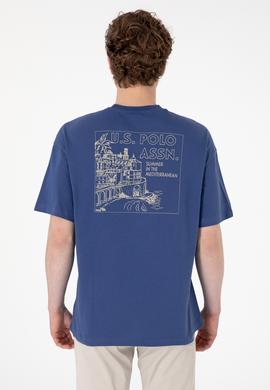 Erkek Oversize Fit Bisiklet Yaka Açık Lacivert Tişört - 50299543016