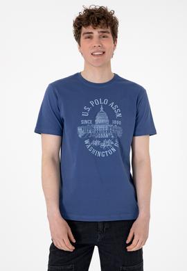 Erkek Regular Fit Bisiklet Yaka Açık Lacivert Tişört - 50299545017