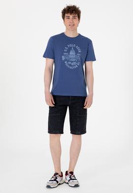 Erkek Regular Fit Bisiklet Yaka Açık Lacivert Tişört - 50299545017